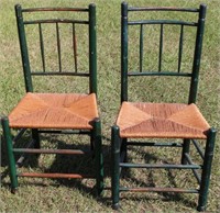 PAIR 19TH C. GREEN PAINTED CHAIRS