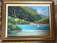 Original Canvas Painting " Fishing"