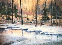 Canvas Print Winter Sunset 25/100 Signed by Artist