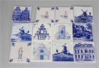 Collection twelve Delft ceramic tiles