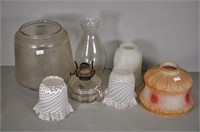 Five various vintage glass lamp shades
