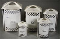 Five Czechoslovakian graduated kitchen canisters