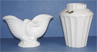 Two various vintage cream ceramic vases