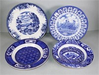 Four various blue & white earthenware plates