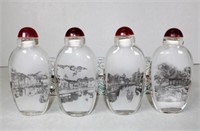 Boxed set four Chinese crystal snuff bottles