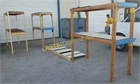 4 sections of wooden shelving