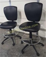 2 Padded Adjustable Rolling Chair Stools