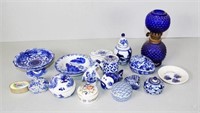 Collection blue & white ceramic trinket boxes