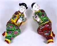 Pair Chinese ceramic recumbent figures