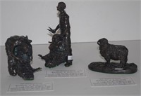 Three Eddie Hackman bronze"Shearing sheep" figures