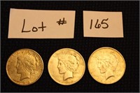 3 Peace Silver Dollars - 1924-P, 1925-P, 1925-S
