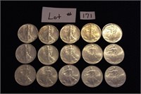 15 American Eagle Walking Liberty Silver Dollars