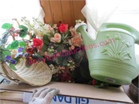 artificial flowers -plastic water can -baskets-etc
