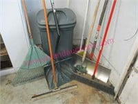 trash can -nice broom & snow shovels -squeegee
