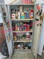 old metal utility cabinet full (paints & fluids)
