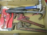 2 ridgid pipe wrenches -3 hammers -pvc cutter