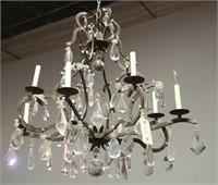 IRON AND CRYSTAL EIGHT-LIGHT CHANDELIER