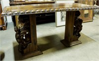 18th CENTURY SPANISH CARVED OAK CONSOLE TABLE