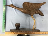 Roadrunner bird, hand carved from wood, American f