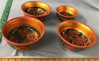 Lot of 4 Russian lacquer ware bowls        (h 89)