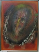Signed "Abad" 40x30 O/C Expressionist Portrait