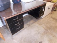 Metal Office Desk & Copier Cabinet & End Table