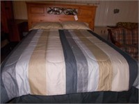 Full-Size Bed with Metal & Wood Head Board