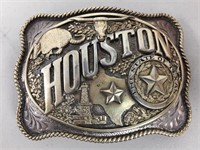 large brass buckle- Houston, Texas