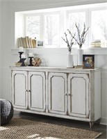 Ashley t505-560 Antique White 68" Console Cabinet