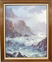 Robert Wee 30x24 O/C Crashing Waves, Sea Erne