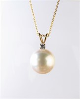 14K Yellow Gold South Sea Pearl/Diamond Pendant