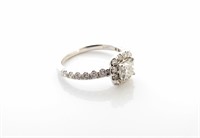 14K White Gold Diamond Ring, Princess