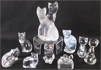 Collection of Crystal and Glass Cat Figures