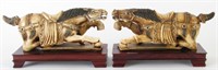 Pair of Antique Chinese Carved Horses