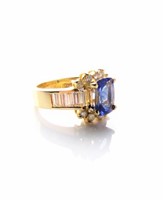 14K Yellow Gold Tanzanite/Diamond Fashion Ring
