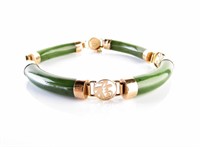 14K Yellow Gold Jadeite Link Bracelet