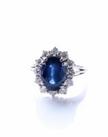 18K White Gold Sapphire/Diamond Ring