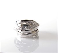18K White Gold Diamond Fashion Ring, 1CT+