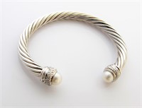 David Yurman Sterling Cuff Bracelet, Pearl