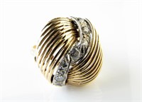 A 14K Yellow Gold Diamond Knot Ring