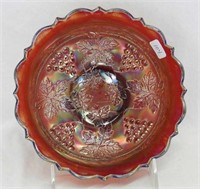 Fenton's Grape & Cable deep 7" round bowl - red