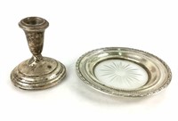 Sterling Silver Candlestick & Dish
