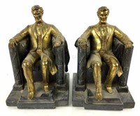 Abraham Lincoln Seated In Chair Metal Bookends