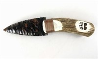 Buffalo Bone Handle Obsidian Blade Knife