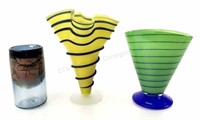 (3) Art Glass Vases W/ Kosta Boda, Vasart
