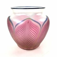 Zellique Studios Pink Pulled Feather Glass Vase