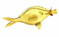 Amber Crackle Glass Fish Decanter