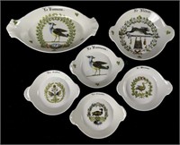 (6) Apilco Porcelain Game Bird Dishes