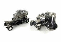 (2) Metal Car Shaped Table Lighter & Ashtray