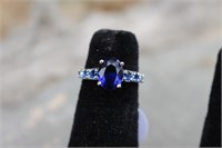 925 Sterling Silver Blue Sapphire Ring